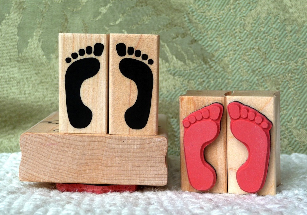 Footprints Rubber Stamp